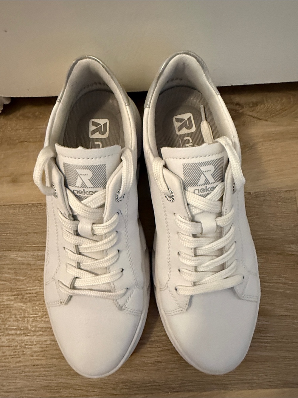 Rieker White Low-Top Leather Sneakers